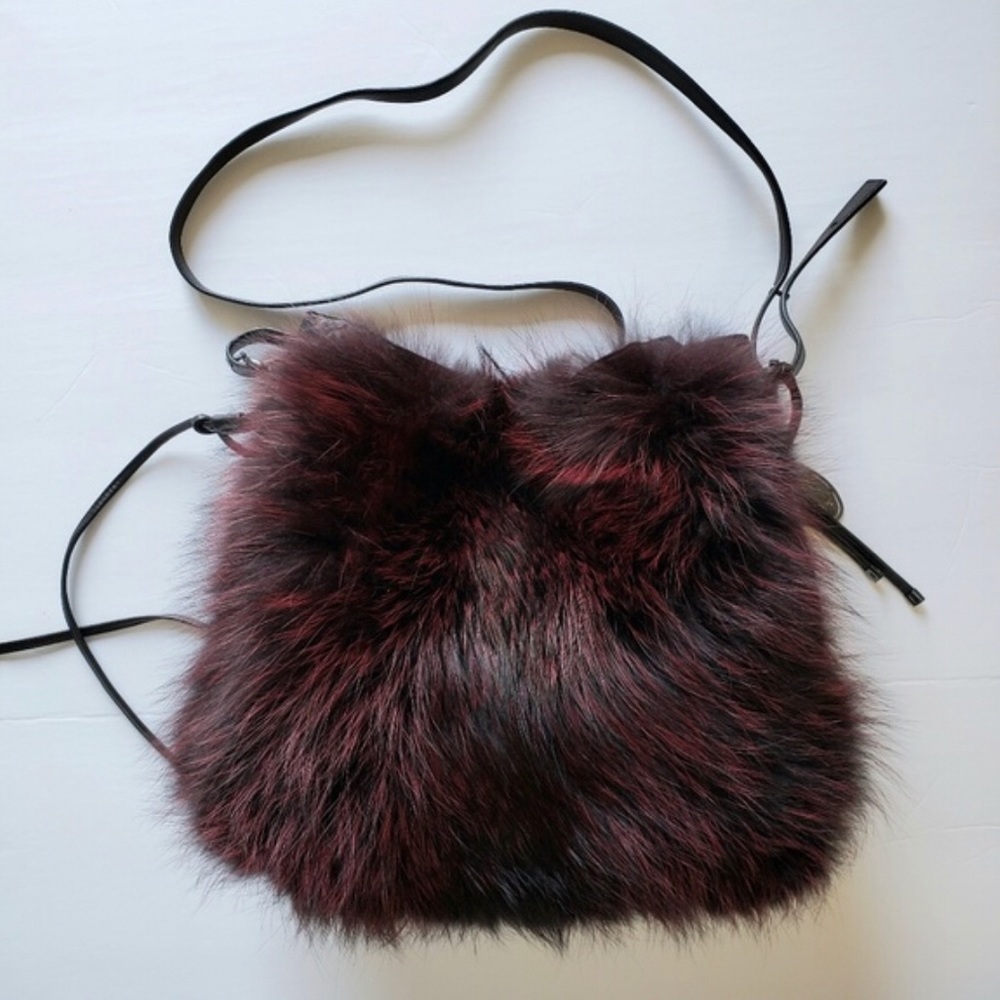Elie Tahari Large Chelsea Drawstring Fur Bag Purse